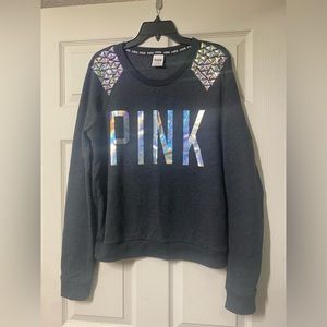 Victoria’s Secret PINK sweatshirt with iridescent wording and rhinestones